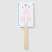 Preppy pastel blauw en roze chinoiserie bruiloft handwaaier (Achterkant)