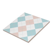 Preppy Pastel Blue en Pink Checker Patronen Tegeltje (Zijkant)