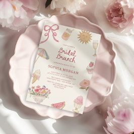 Preppy Pastel Bruids Brunch Kaart