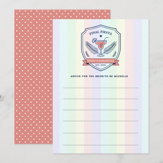 Preppy Pastel Eindfeest Bruidsfeest Advieskaart (Voorkant / Achterkant)