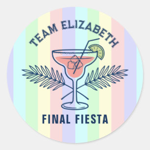 Preppy Pastel Eindfeest Team Bruid Bachelorette Ronde Sticker