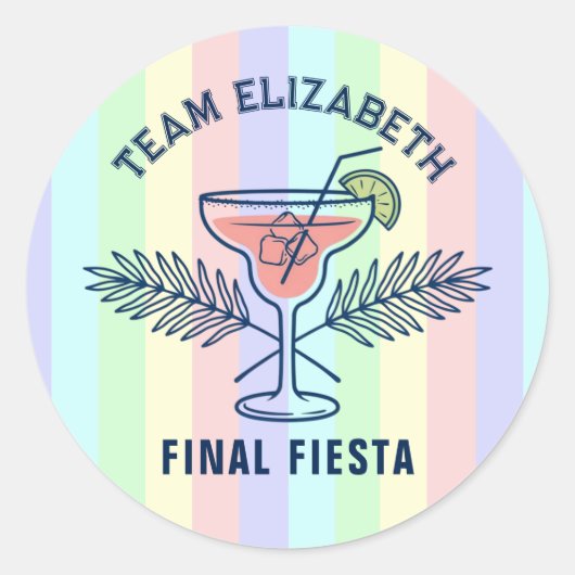 Preppy Pastel Eindfeest Team Bruid Bachelorette Ronde Sticker (Voorkant)