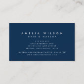 Preppy Pastel Koraal Roze en Witte Strepen Blauw Visitekaartje (Achterkant)