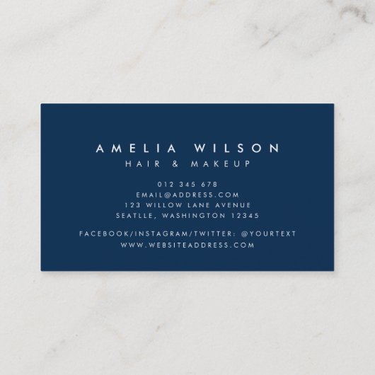 Preppy Pastel Koraal Roze en Witte Strepen Blauw Visitekaartje (Achterkant)