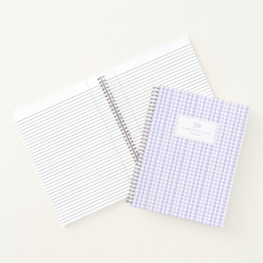 Preppy & Pastel Lavender Gingham Notitieboek (Binnen)