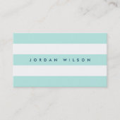 Preppy Pastel Mint en White Stripes Blue Visitekaartje (Voorkant)