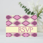 Preppy Pastel Pink Argyle Modern Birthday RSVP (Staand voorkant)