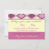 Preppy Pastel Pink Argyle Modern Birthday RSVP (Achterkant)