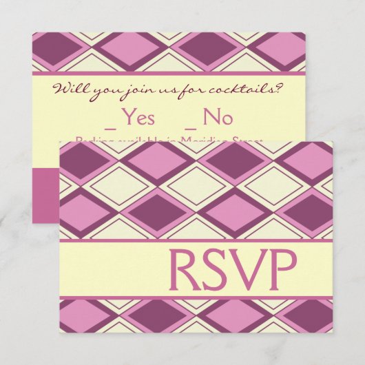 Preppy Pastel Pink Argyle Modern Birthday RSVP (Voorkant / Achterkant)