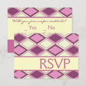 Preppy Pastel Pink Argyle Modern Birthday RSVP Kaartje (Voorkant / Achterkant)