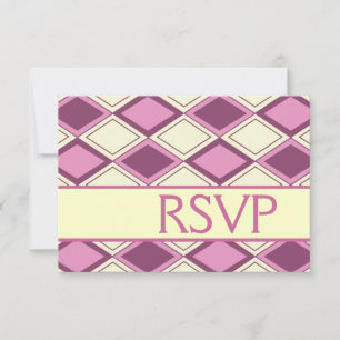 Preppy Pastel Pink Argyle Modern Birthday RSVP Kaartje