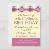 Preppy Pastel Pink Argyle Retro Modern Patroon Kaart (Achterkant)