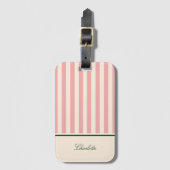 Preppy Pastel Roze Gestreepte Bagagelabel (Voorkant (verticaal))