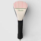 Preppy Pastel Roze Gestreepte Golfheadcover (Voorkant)