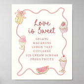 Preppy Pastel Roze Strepen Dessert Bar Poster (Voorkant)