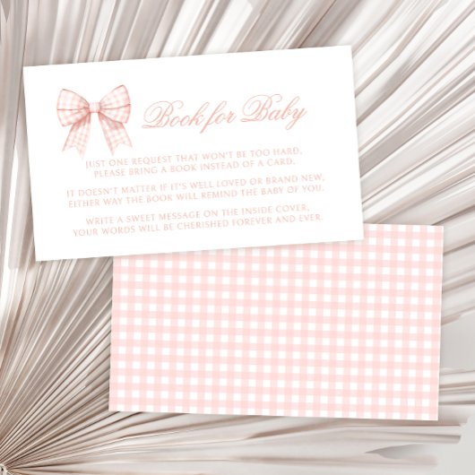 Preppy pastel roze strik boek voor baby meisje dou informatiekaartje