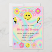 Preppy Pastel Roze Y2K Happy Face Party Verjaardag Kaart (Voorkant)