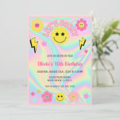 Preppy Pastel Roze Y2K Happy Face Party Verjaardag Kaart (Staand voorkant)