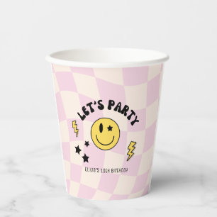 Preppy Pastel Roze Y2K Retro Verjaardag Papieren B Bekers