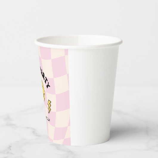 Preppy Pastel Roze Y2K Retro Verjaardagspapier Bor Papieren Bekers (Links)