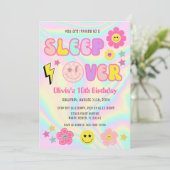 Preppy Pastel Roze Y2K Slaap Over Party Verjaardag Kaart (Staand voorkant)