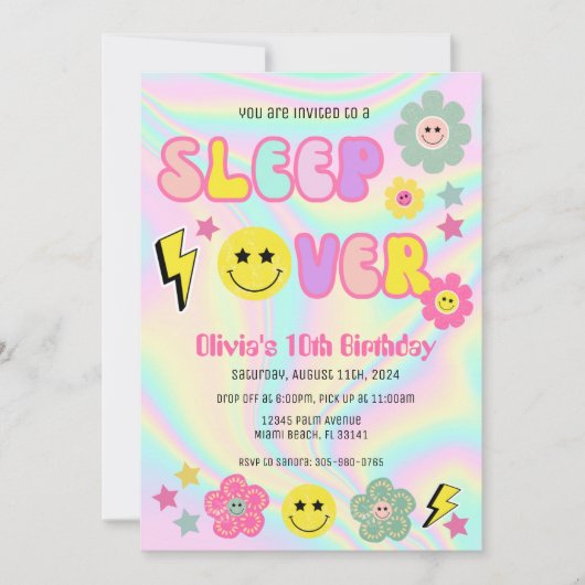 Preppy Pastel Roze Y2K Slaap Over Verjaardag Kaart (Voorkant)
