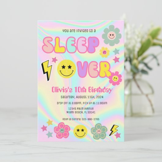 Preppy Pastel Roze Y2K Slaap Over Verjaardag Kaart (Staand voorkant)