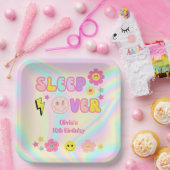 Preppy Pastel Roze Y2K Slaap Over Verjaardag Papieren Bordje (Feest)