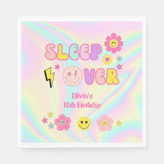Preppy Pastel Roze Y2K Slaap Over Verjaardag Servet (Voorkant)
