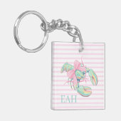 Preppy Pastel Waterverf Kreeft Monogram Sleutelhanger (Voorkant Links)