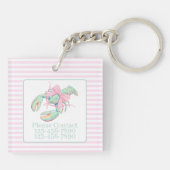 Preppy Pastel Waterverf Kreeft Monogram Sleutelhanger (Achterkant)