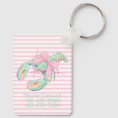 Preppy Pastel Waterverf Kreeft Monogram Sleutelhanger (Achterkant)