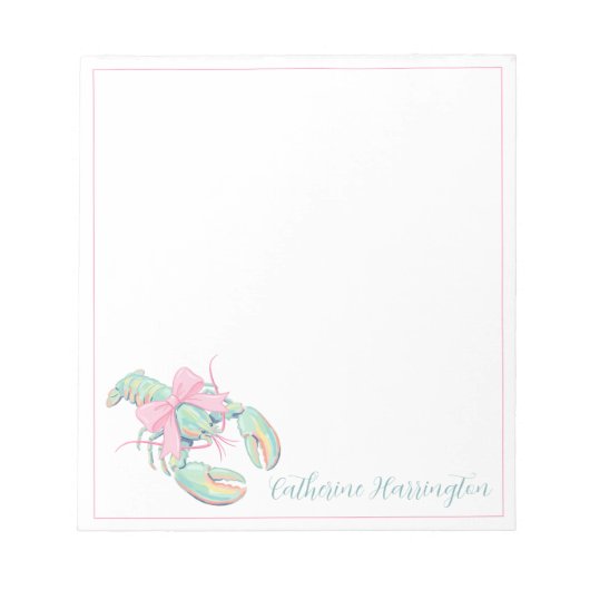 Preppy Pastel Waterverf Kreeft Persoonlijk Notitieblok (Voorkant)