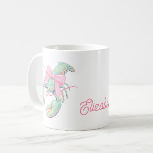 Preppy Pastel Waterverf Kreeften Gepersonaliseerd Koffiemok