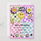 Preppy Pastel Y2K Retro Happy Face Party Verjaarda Kaart (Voorkant)