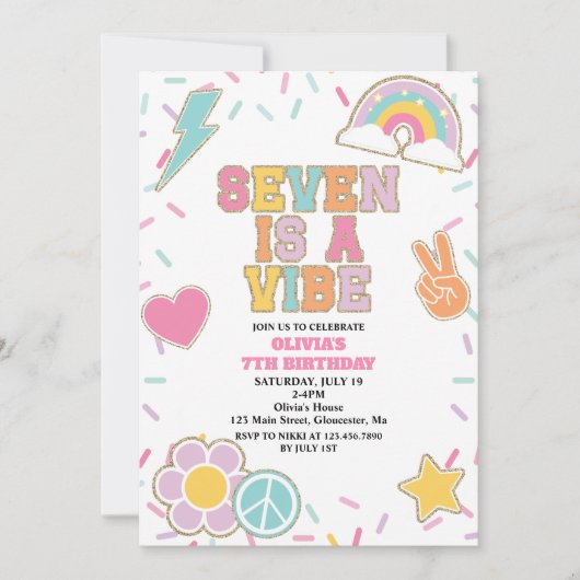 Preppy Patch 7e verjaardag Kaart (Voorkant)