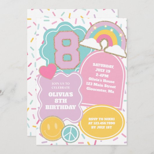 Preppy Patch 8e verjaardag Kaart (Voorkant / Achterkant)