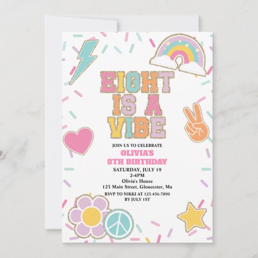 Preppy Patch 8E Verjaardag Kaart (Voorkant)