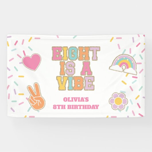 Preppy Patch Eight is een sfeer 8e Verjaardag Spandoek (Horizontaal)