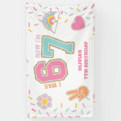 Preppy Patch Ik was ZES nu ben ik ZEVEN 7de verjaa Spandoek (Verticaal)