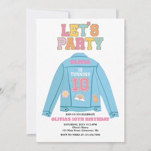 Preppy Patch jean jas 10E verjaardag Kaart (Voorkant)