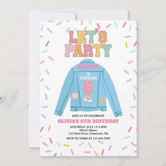 Preppy Patch jean jas 6E Verjaardag Kaart (Voorkant)