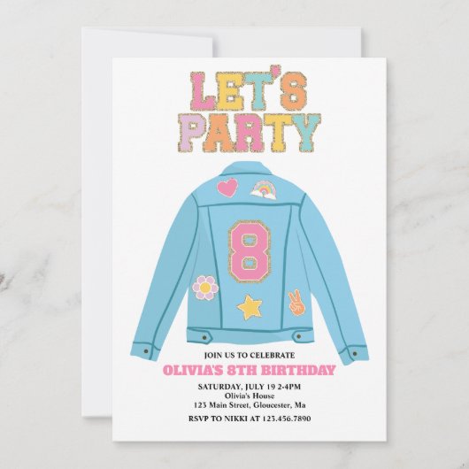 Preppy Patch jean jas 8E verjaardag Kaart (Voorkant)