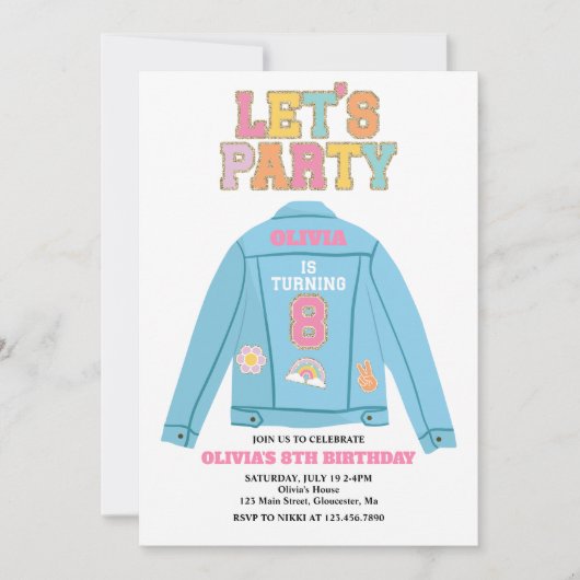 Preppy Patch jean jas 8E verjaardag Kaart (Voorkant)