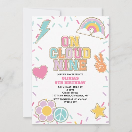 Preppy Patch op Cloud Nine 9e verjaardag Kaart (Voorkant)