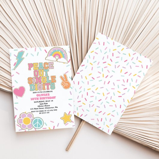 Preppy Patch Peace Out Single Digits 10e verjaarda Kaart