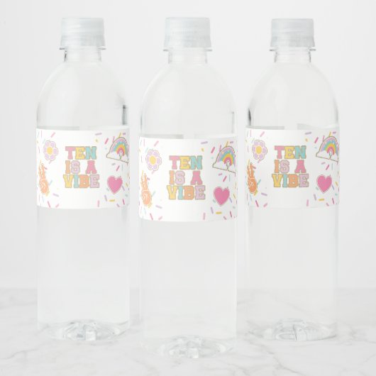 Preppy Patch Ten is een Vibe 10e verjaardag Waterfles Etiket (Flessen)