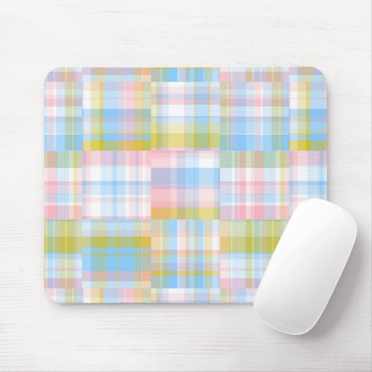 Preppy Patchwork Kijk uit Madras Pastel Muismat (Met muis)
