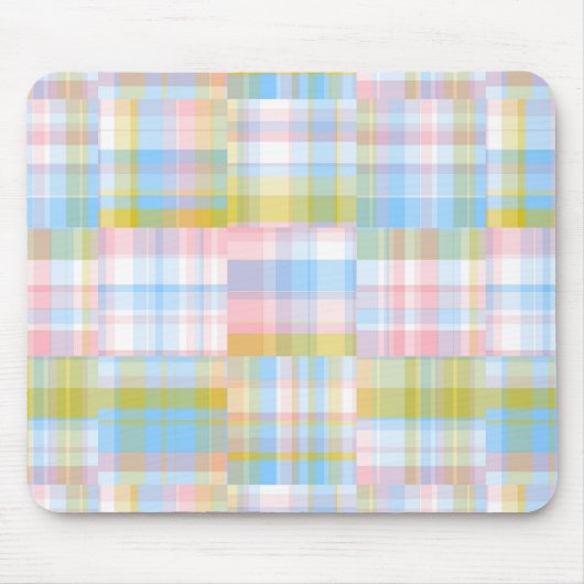 Preppy Patchwork Kijk uit Madras Pastel Muismat (Voorkant)