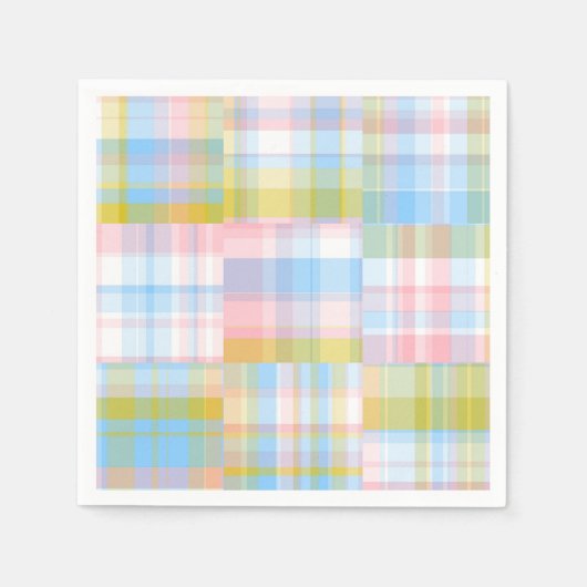 Preppy Patchwork Kijk uit Madras Pastel Servet (Voorkant)